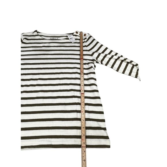 Striped Olive & White Long-Sleeve Knit Top By Loft In Size M - Picture 10 of 13